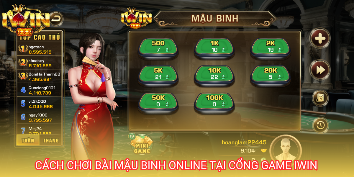 Mậu Binh IWIN là game bài đổi thưởng hấp dẫn nhất tại cổng game